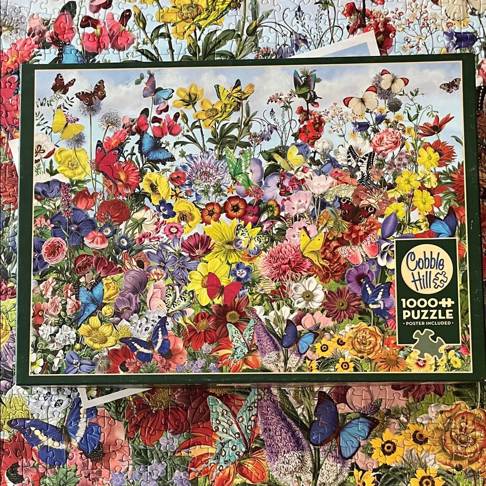 🧩 1000 piece Cobble Hill “Butterfly Garden” with poster. Captivating. Complete.